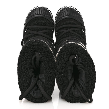 Louis Vuitton Suede Shearling Polar Flat Half Boots 35 Black 2 of 11