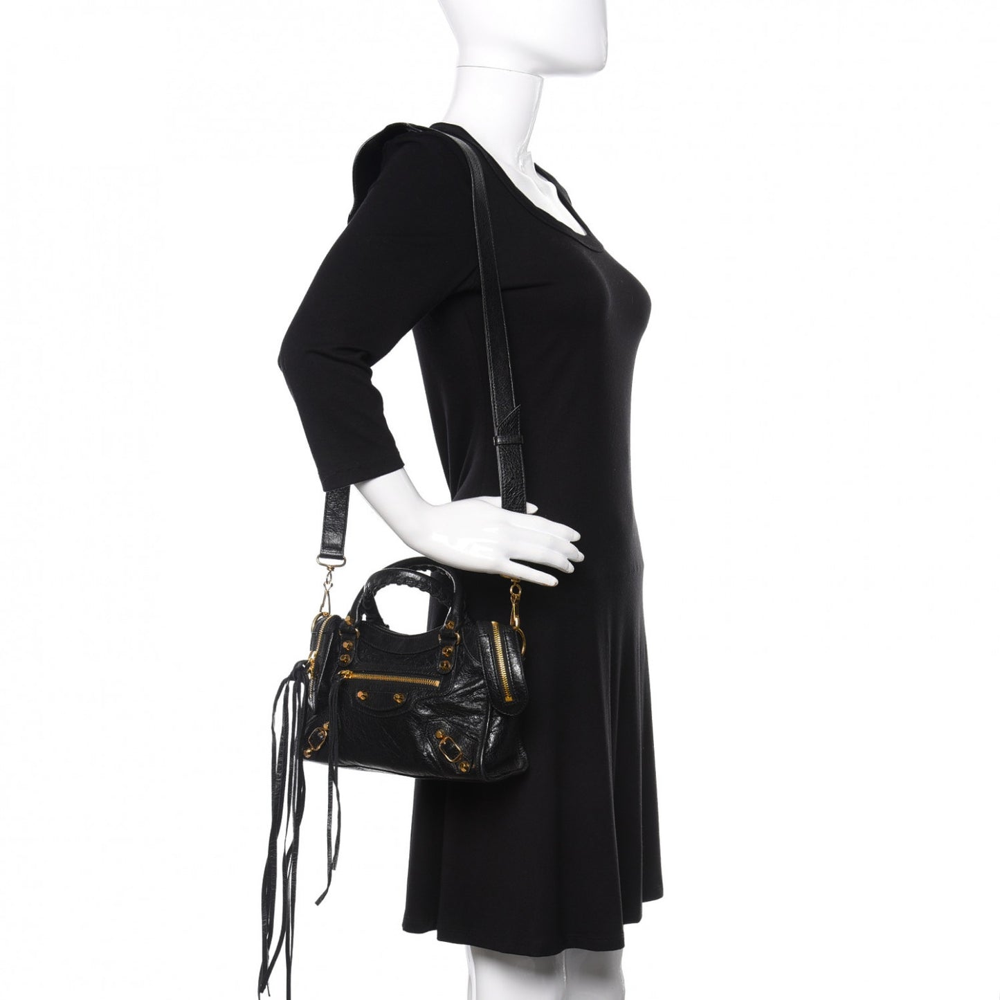 Agneau Classic Gold Hardware Mini City Black