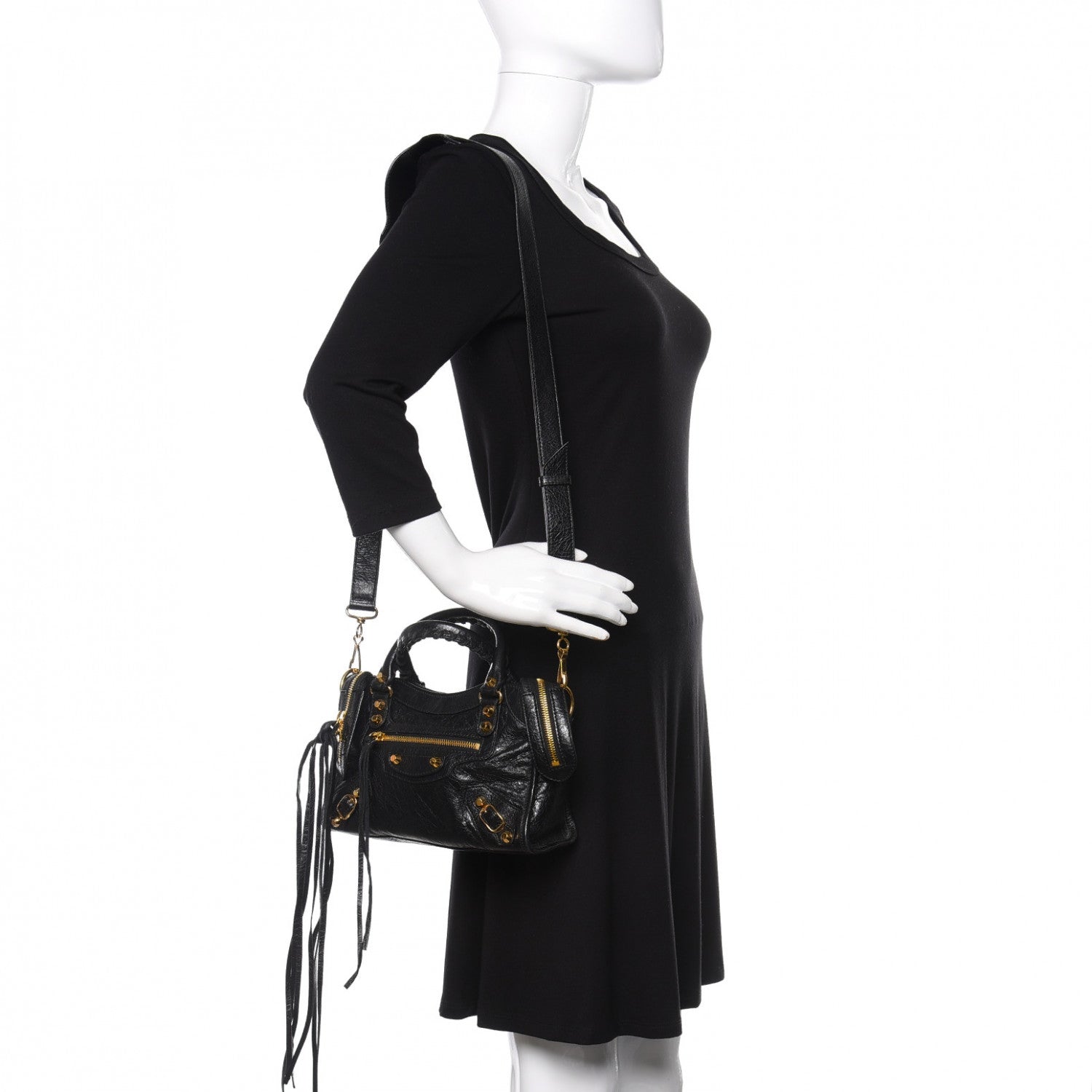 Balenciaga Agneau Classic Gold Hardware Mini City Black 2 of 10