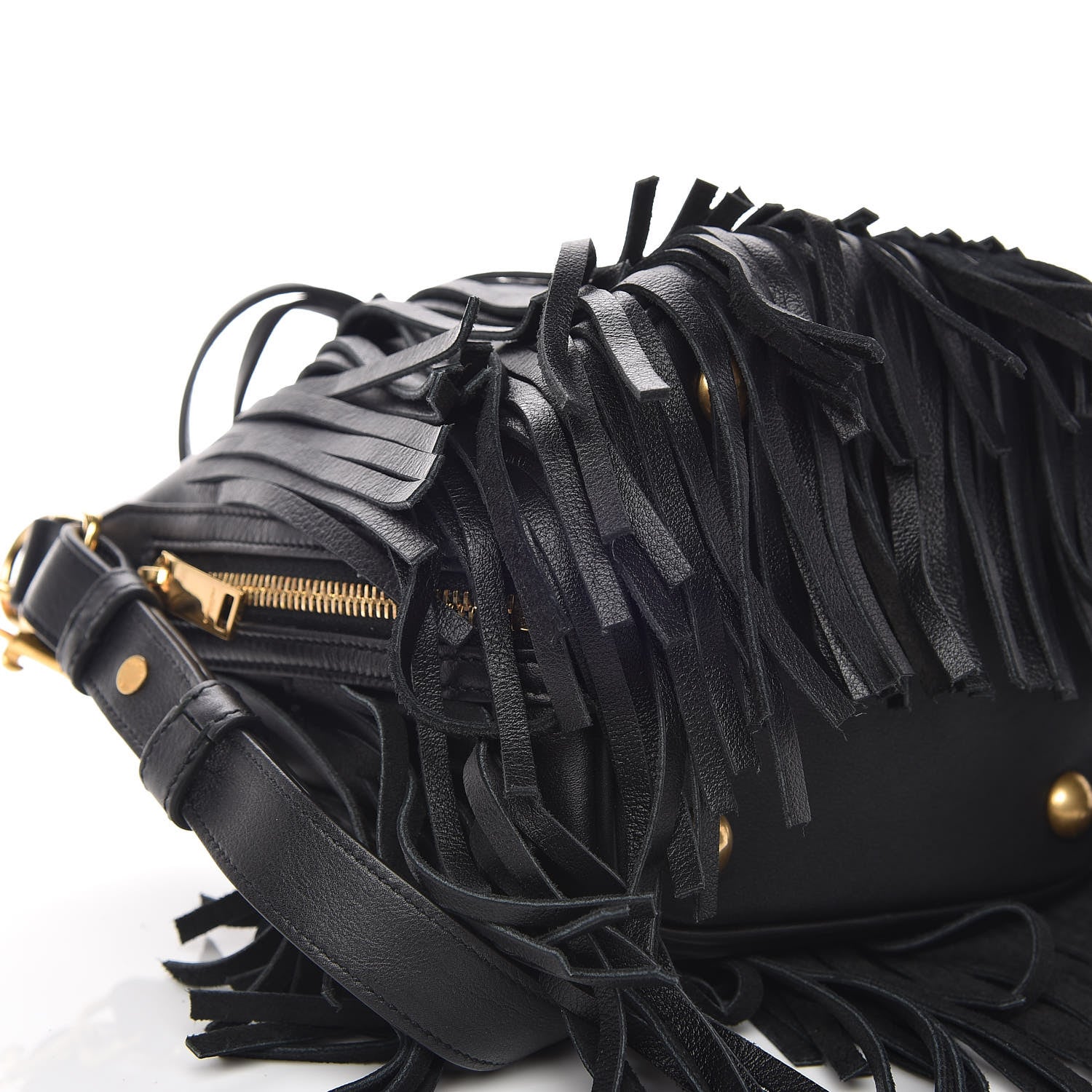 Saint Laurent Calfskin Small Emmanuelle Fringe Hobo Bag Black 8 of 11