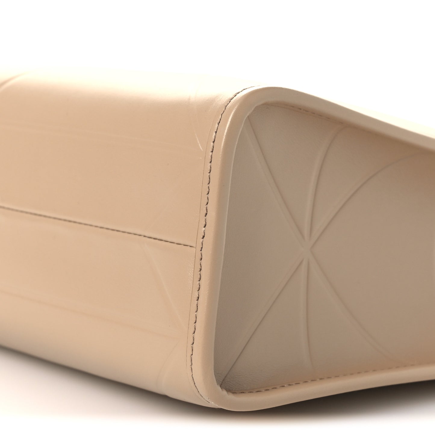 Soft Calfskin Triangolo Symbole Embossed Small Tote Sabbia