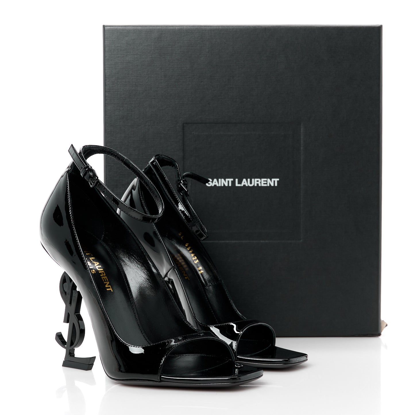 Patent Calfskin Opyum 110 Sandals 36 Black