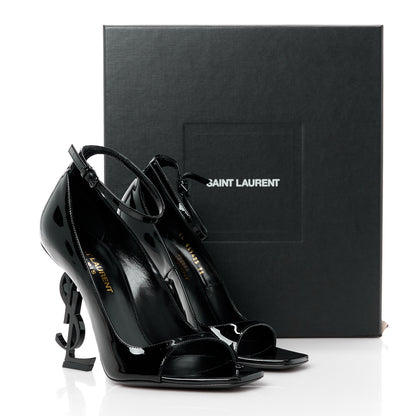 Saint Laurent Patent Calfskin Opyum 110 Sandals 36 Black 9 of 9