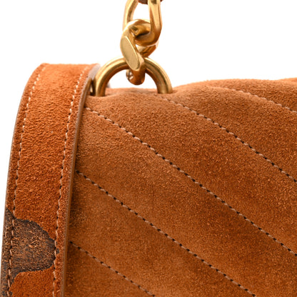 Saint Laurent Suede Matelasse Chevron Fringe Monogram Medium College Bag Cinnamon 11 of 11