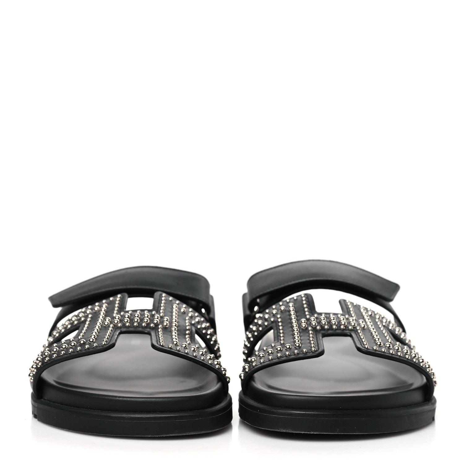 Hermes Calfskin Medor Studded Womens Chypre Sandals 40.5 Black 3 of 9