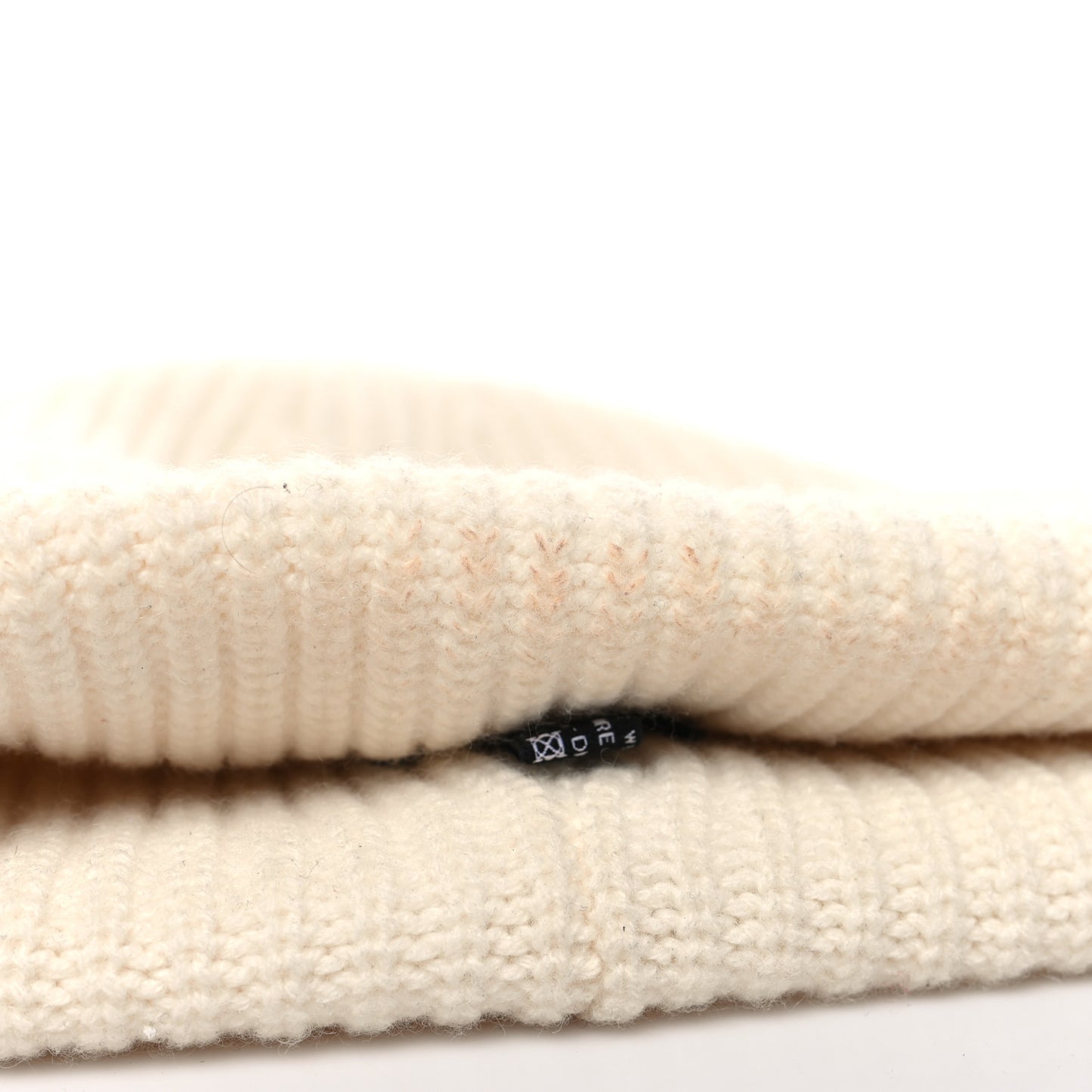 Wool Cashmere CC Beanie Hat White Black