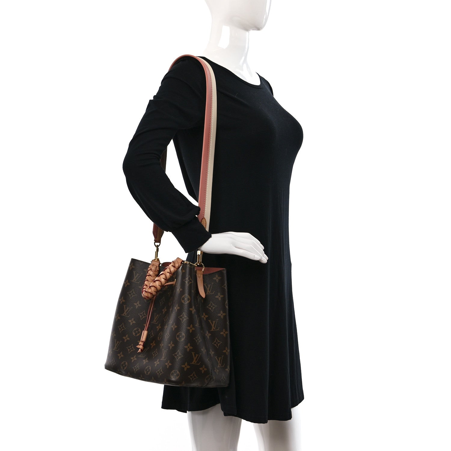 Louis Vuitton Monogram Braided Neonoe MM Peach Cream 3 of 19