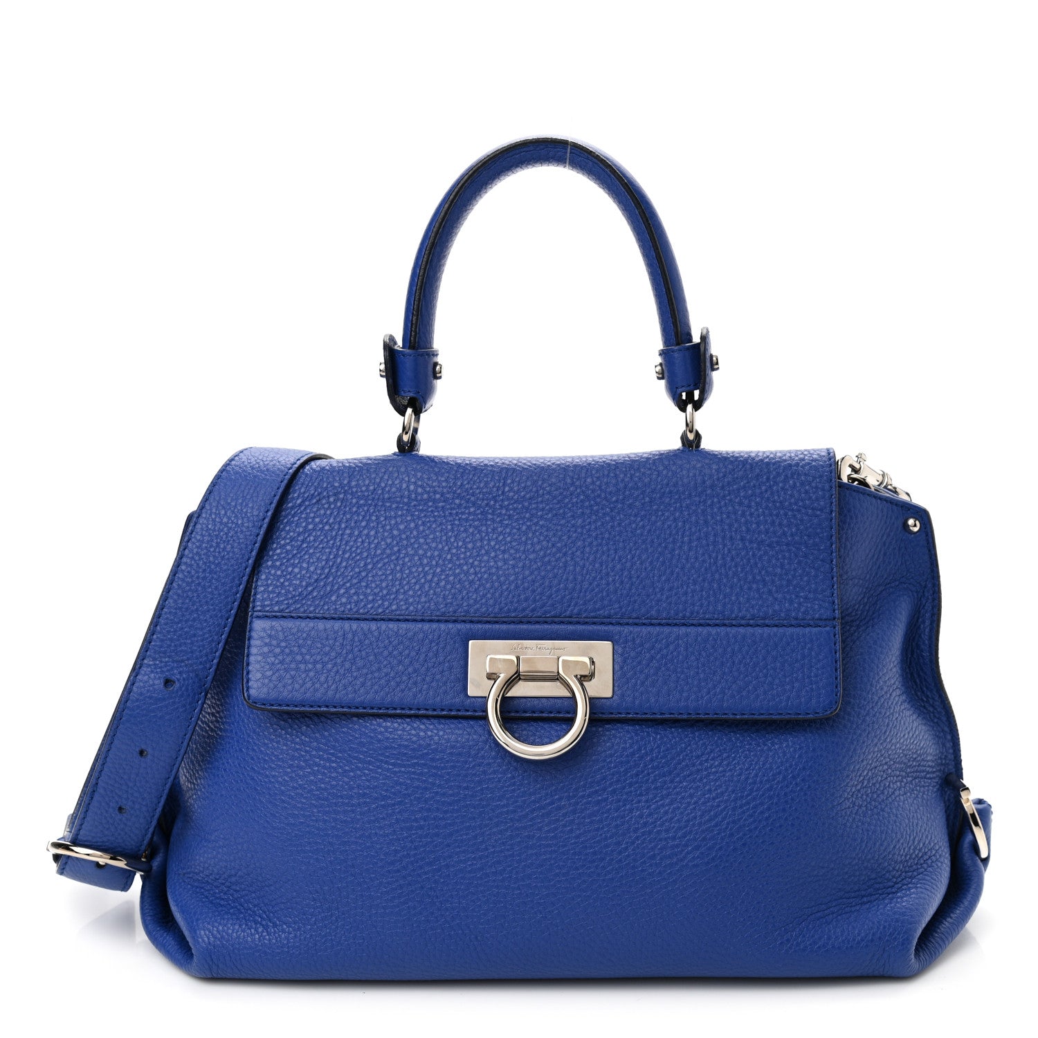 Salvatore Ferragamo Grained Calfskin Sofia Satchel Blue 1 of 12