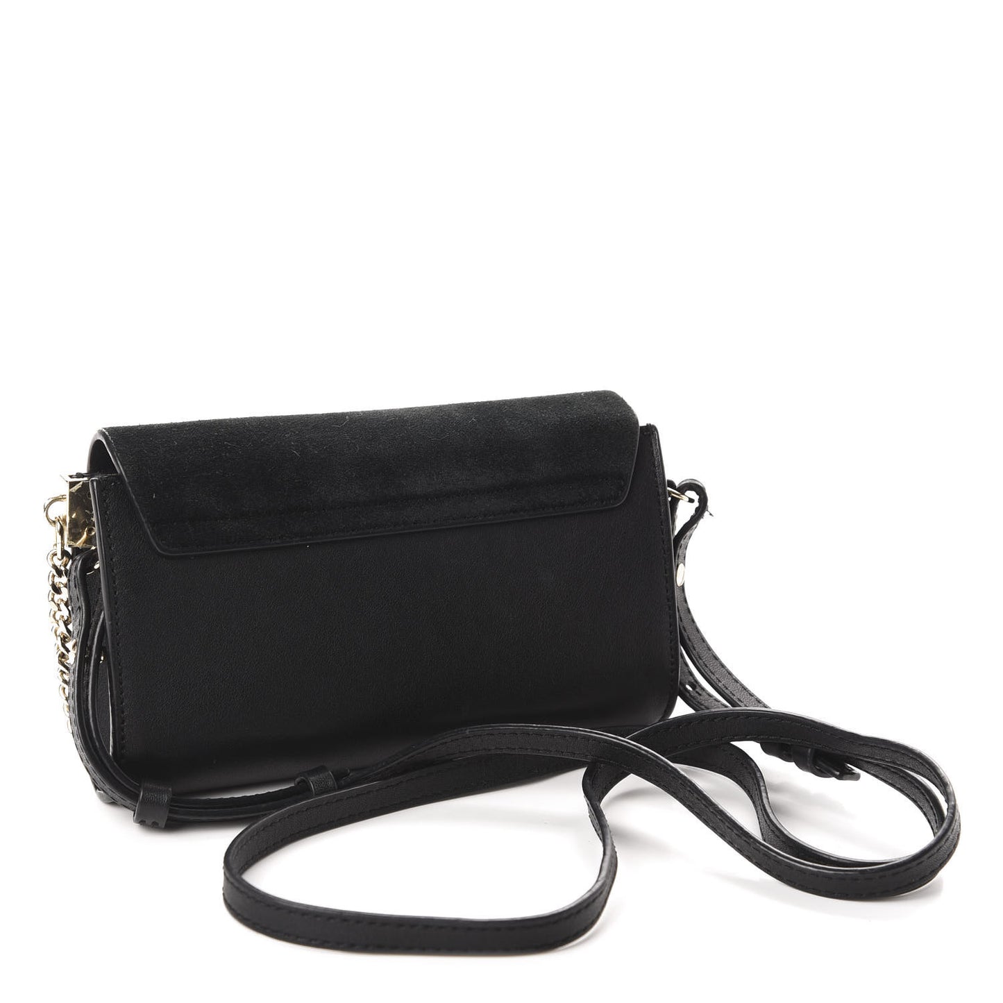 Suede Calfskin Mini Faye Shoulder Bag Black