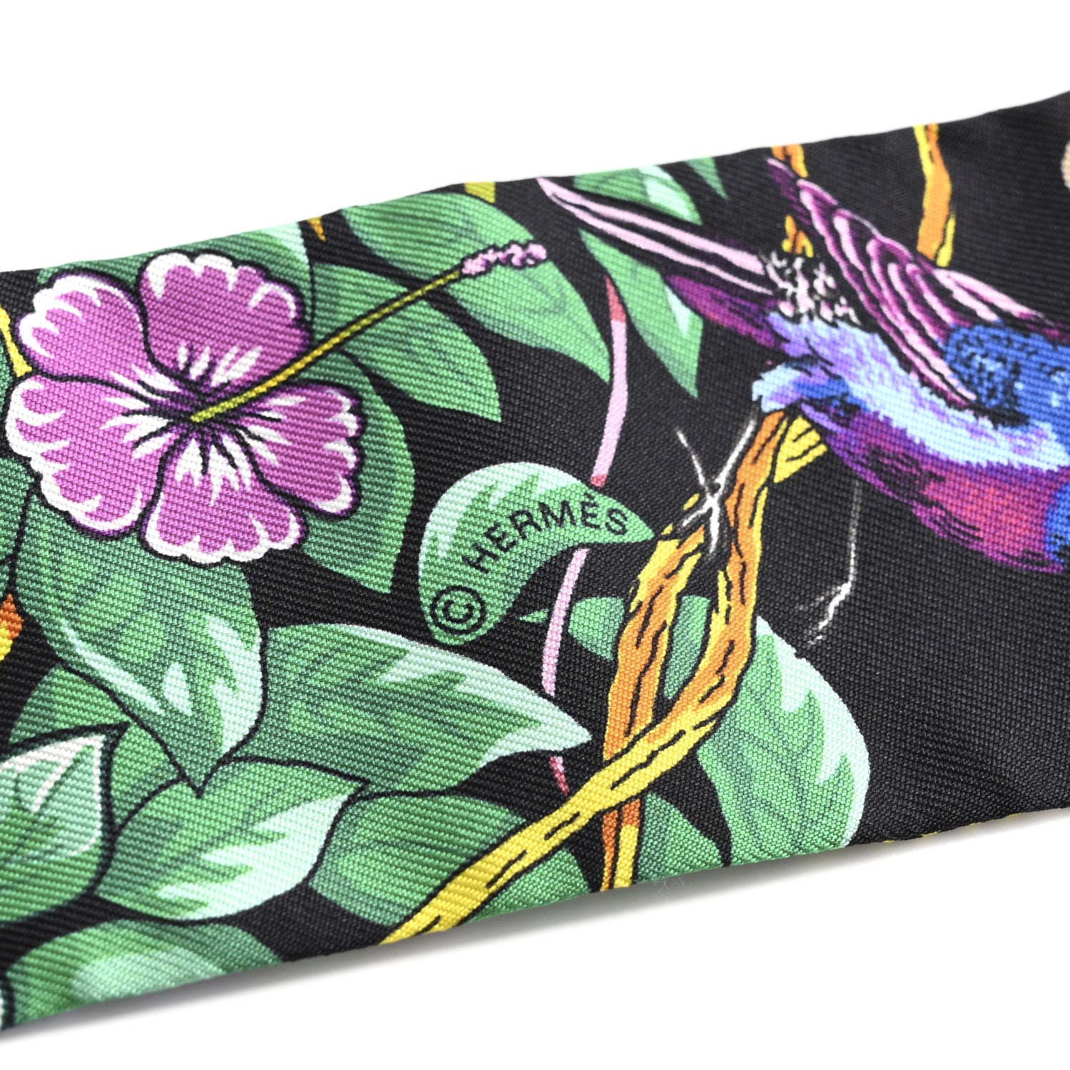 Hermes Silk Jungle Love Love Twilly Black Vert Rose Vif 3 of 5