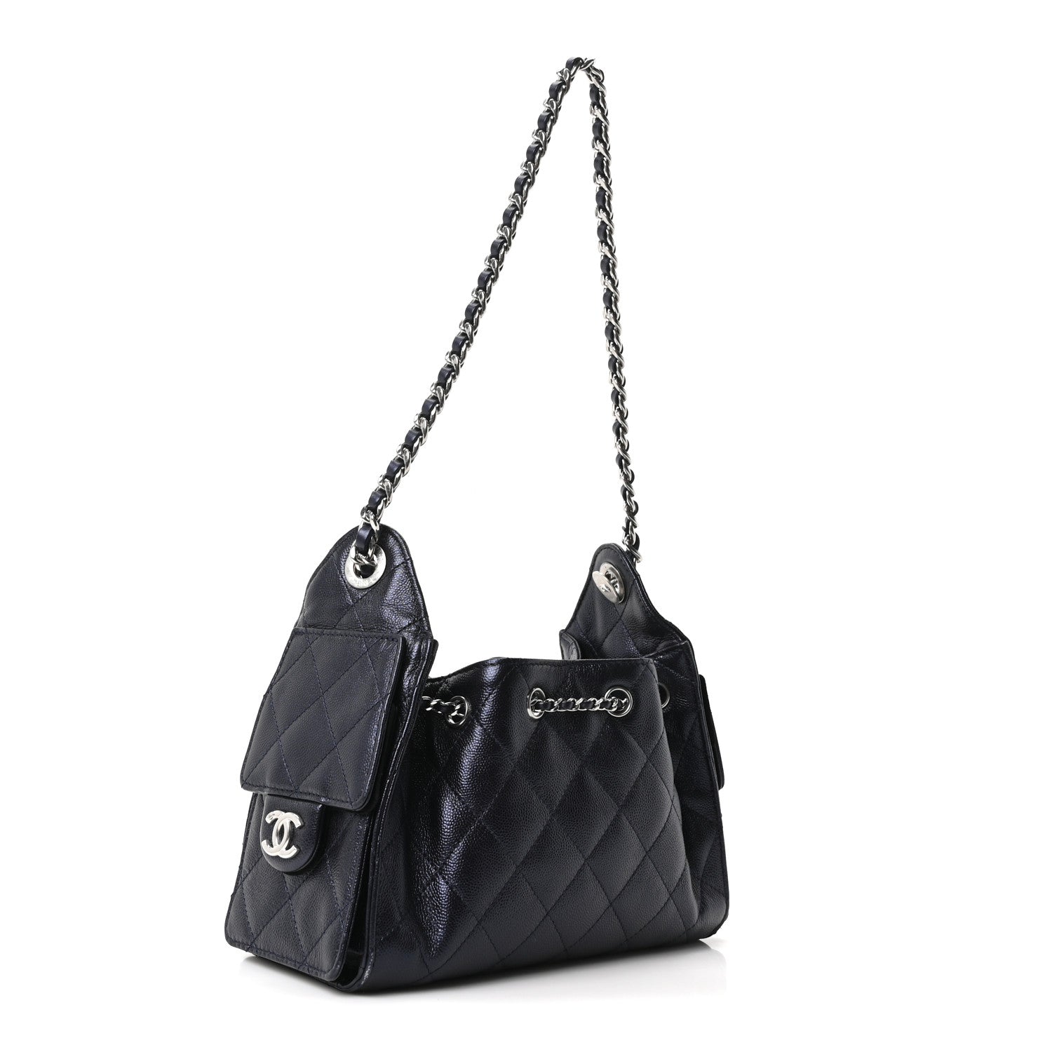 Chanel Metallic Caviar Quilted Mini Chanel 25 Handbag Dark Blue 2 of 9