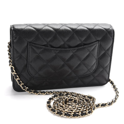 Chanel Caviar Quilted French New Wave Chain CC Wallet On Chain WOC Black 3 of 12
