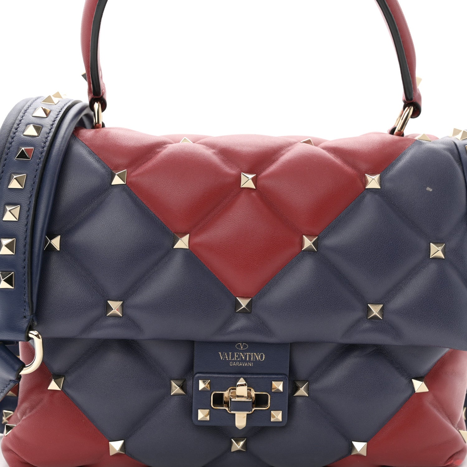 Valentino Garavani Nappa Medium Candystud Top Handle Bag Rosso Valentino Navy 7 of 10