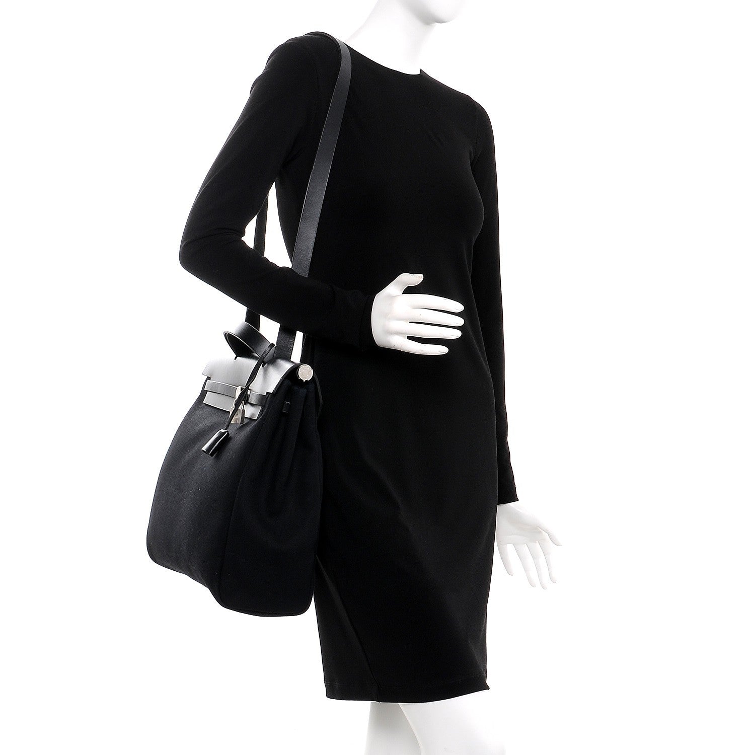 Hermes Toile Vache Calfskin Herbag 39 MM Black 2 of 22