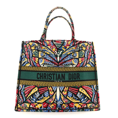 Christian Dior Canvas Embroidered Butterfly Book Tote Black Multicolor 1 of 9