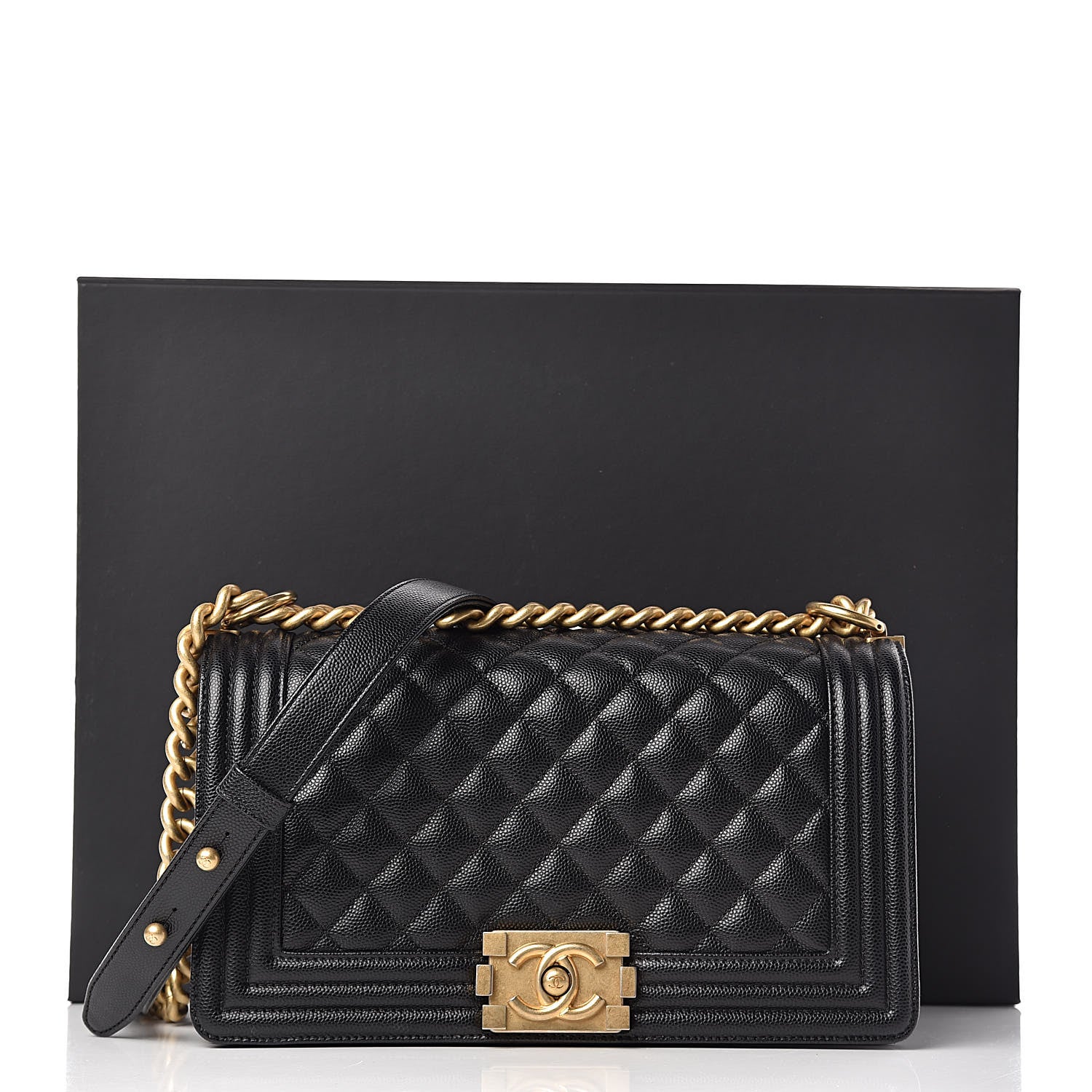Chanel Caviar Quilted Medium Boy Flap Black 12 of 12