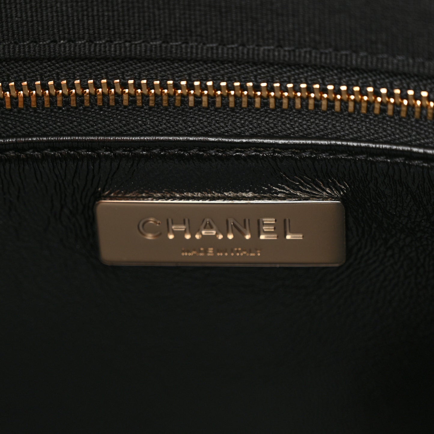 Shiny Lambskin Quilted Small 31 Shopping Bag Black