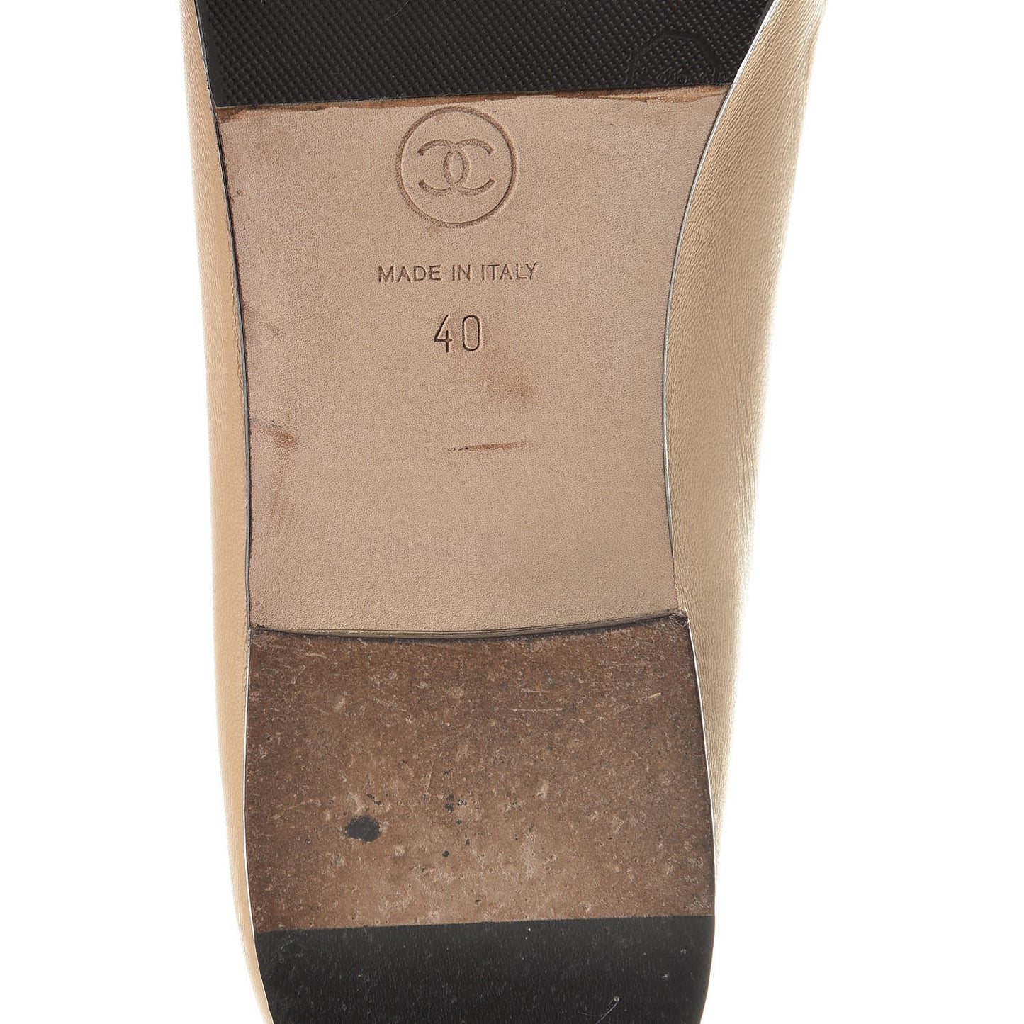 Lambskin Cap Toe CC Ballerina Flats 40 Beige Black
