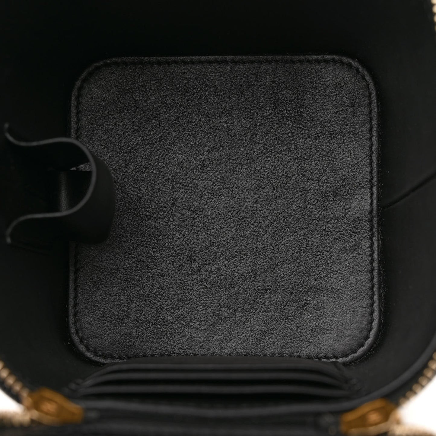 Caviar Quilted Small Vertical Vanity Case With Chain Black