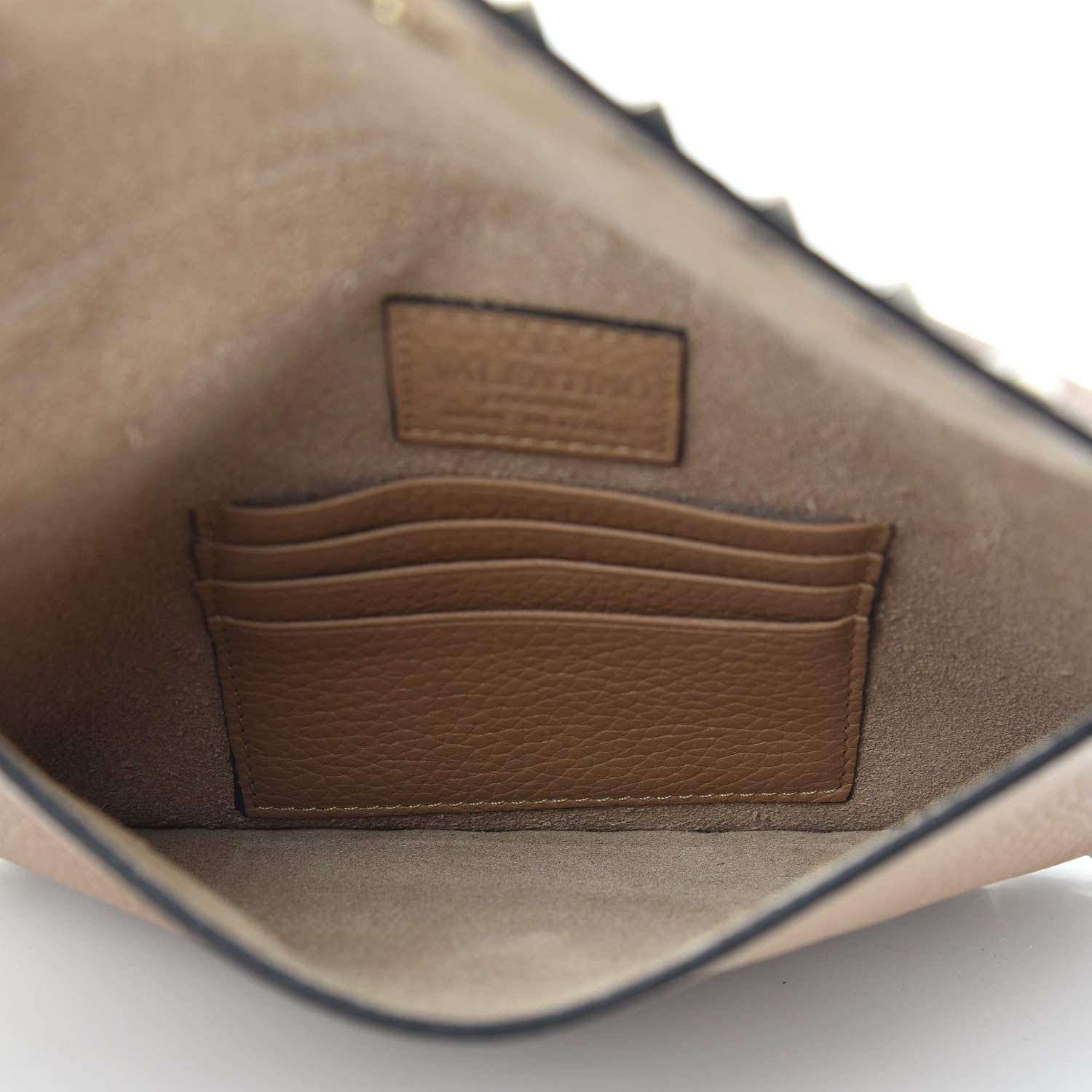 Valentino Garavani Pebbled Calfskin Medium Rockstud Envelope Flat Wristlet Pouch Deep Alpaca 5 of 8