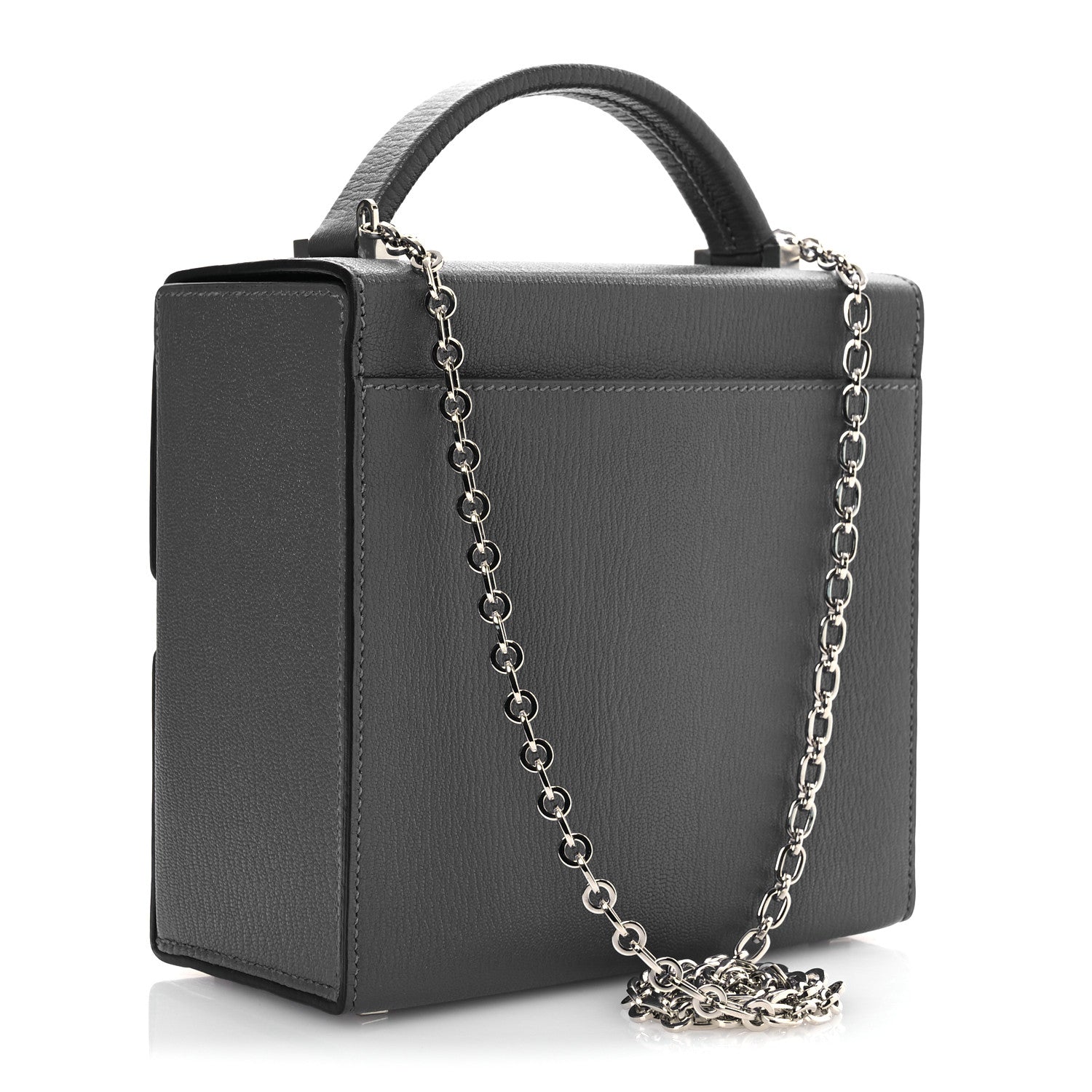 Hermes Chevre Mysore Enamel Cinhetic Boxy Top Handle Bag Deep Bleu