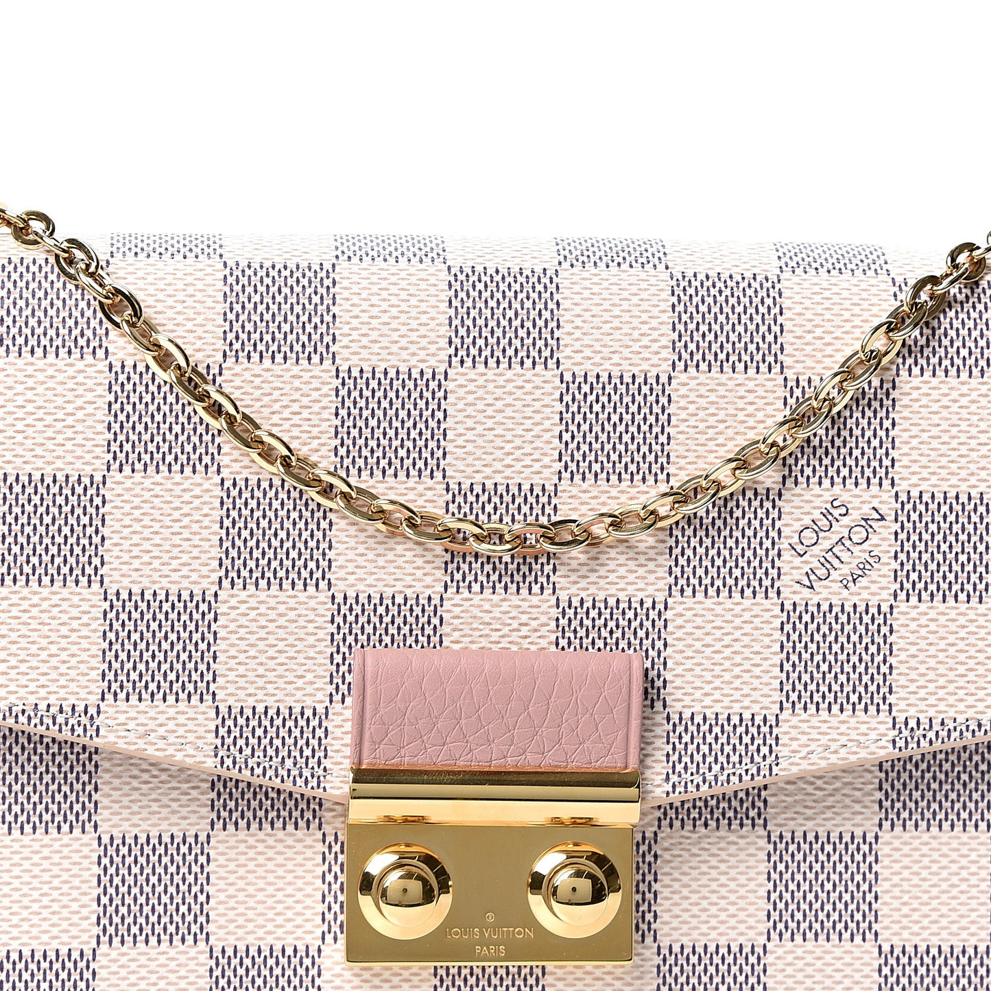 Damier Azur Croisette Chain Wallet Rose Ballerine