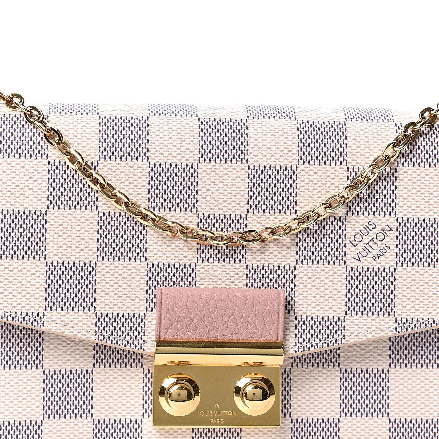 Louis Vuitton Damier Azur Croisette Chain Wallet Rose Ballerine 7 of 10