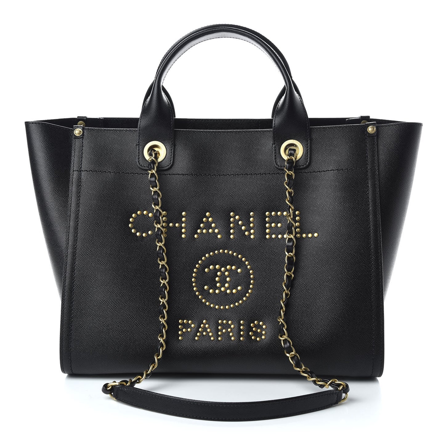 Caviar Small Studded Deauville Tote Black