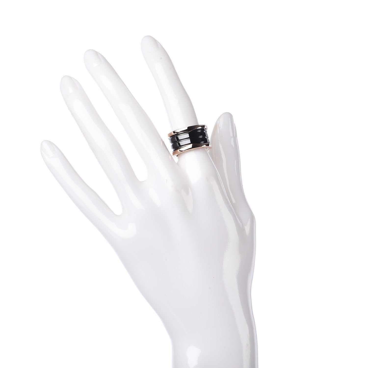 Bulgari 18K Rose Gold Black Ceramic B.Zero1 Four-Band Ring 52 6 2 of 6