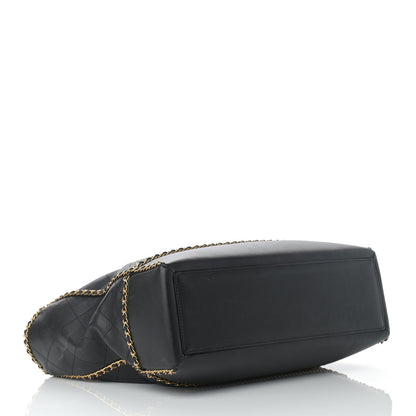 Chanel Calfskin Quilted Chain Lines Shopping Tote Black 4 of 11