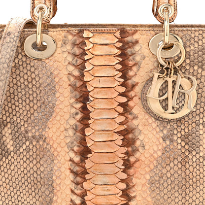 Christian Dior Metallic Snakeskin Medium Lady Dior Beige Gold 8 of 10