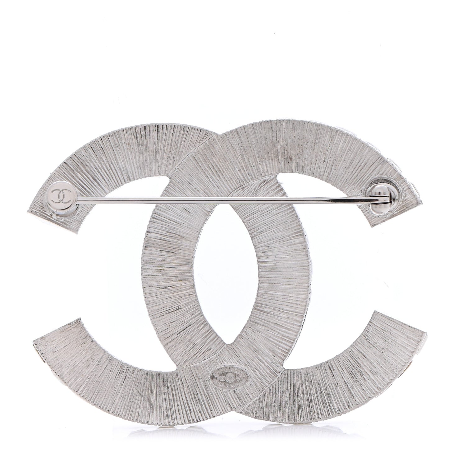Baguette Crystal CC Brooch Silver