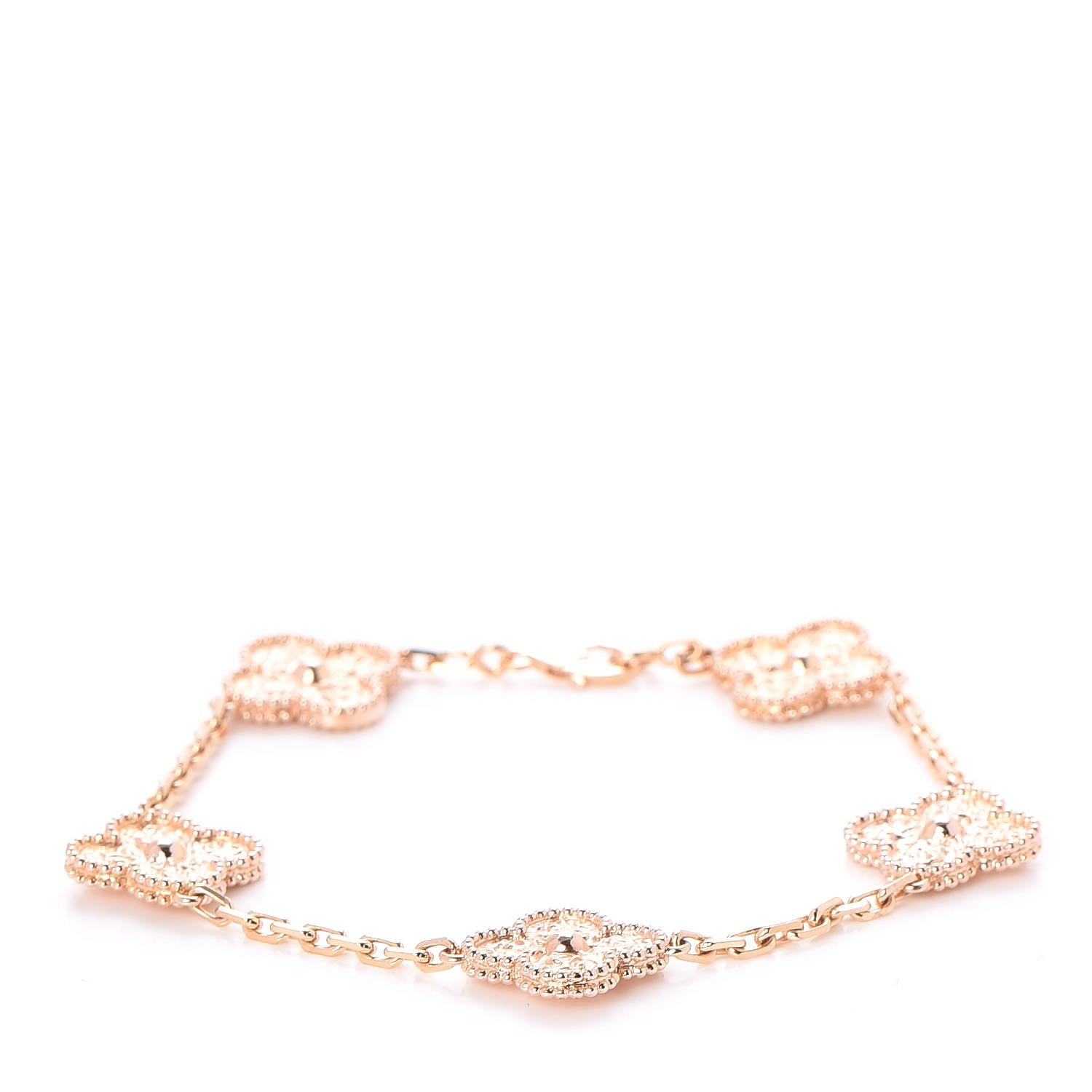 Van Cleef & Arpels 18K Rose Gold 5 Motifs Vintage Alhambra Bracelet 1 of 5