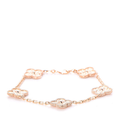 Van Cleef & Arpels 18K Rose Gold 5 Motifs Vintage Alhambra Bracelet 1 of 5