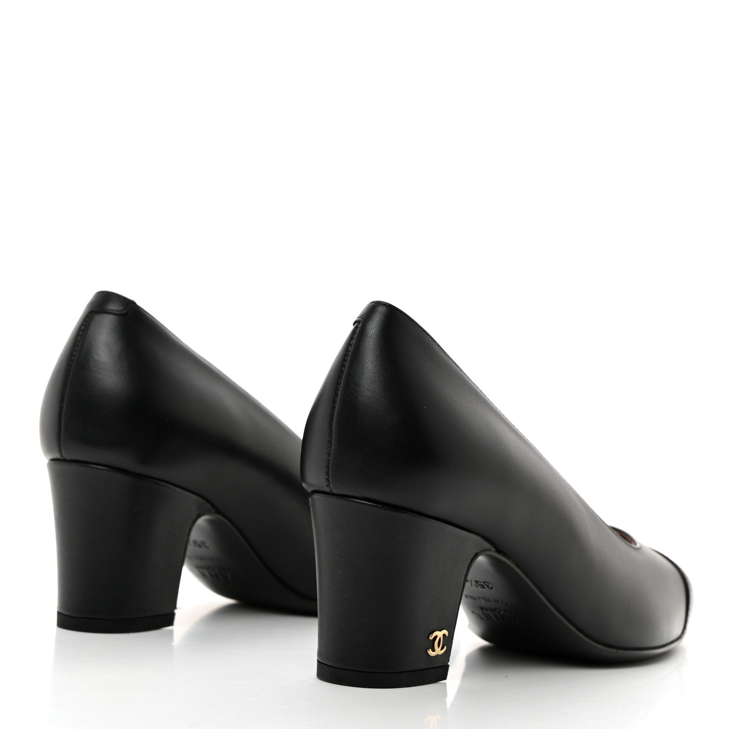 Chanel Lambskin Cap Toe CC Pumps 35.5 Black 4 of 9