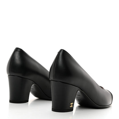 Chanel Lambskin Cap Toe CC Pumps 35.5 Black 4 of 9