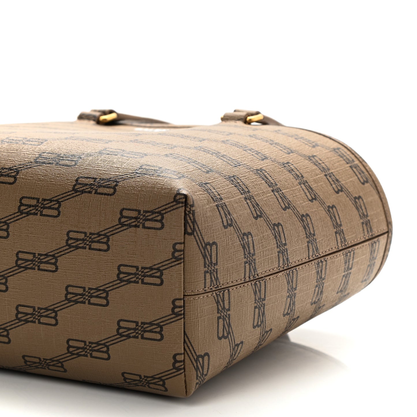 Coated Canvas BB Monogram Small Signature East West Shopper Bag Beige Brown