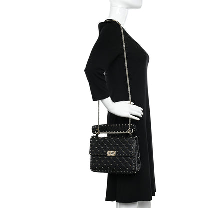 Valentino Garavani Lambskin Medium Rockstud Spike Shoulder Bag Black 2 of 11