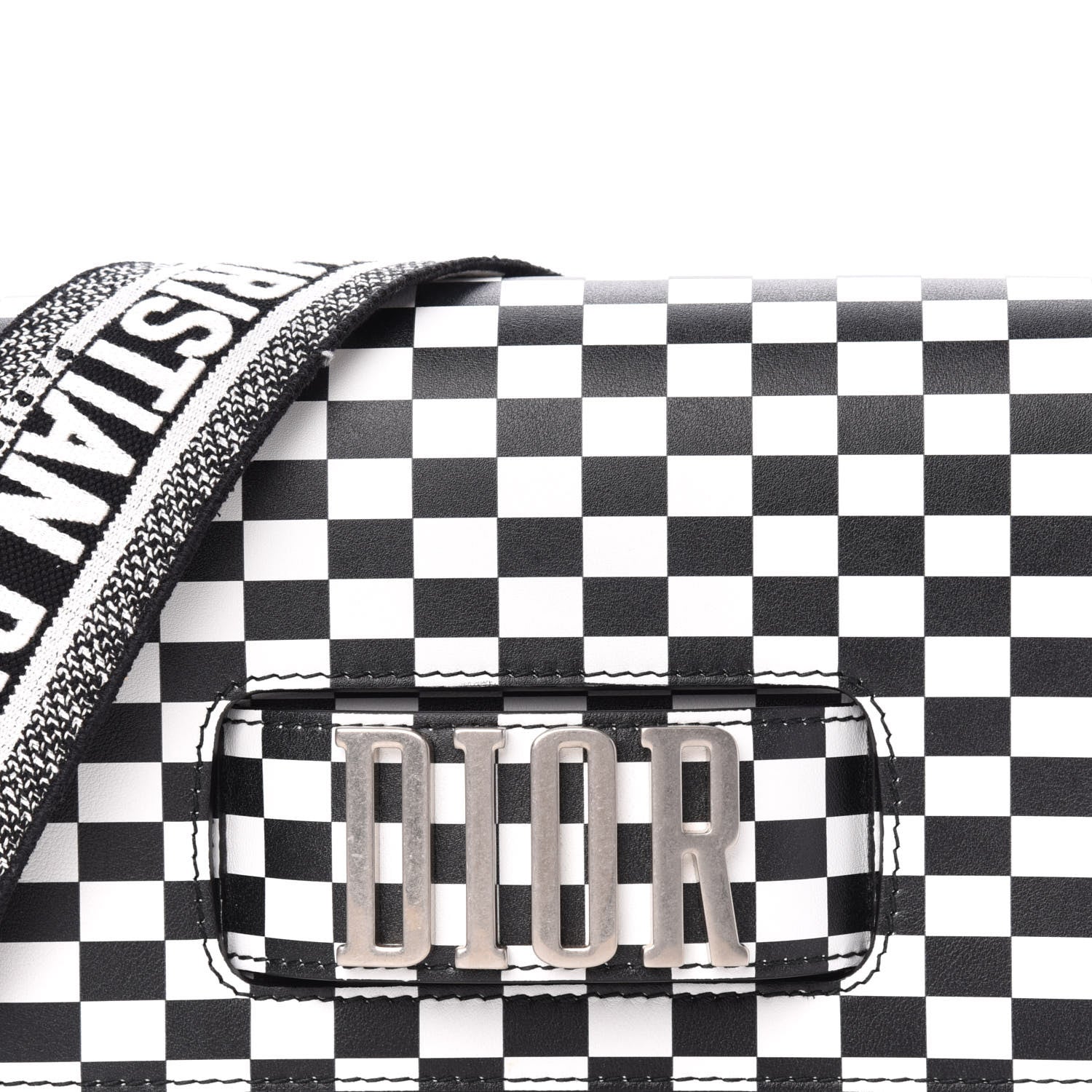 Christian Dior Smooth Calfskin Checkered Dio(r)evolution Flap Bag Black White 11 of 11