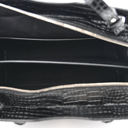 Saint Laurent Croc Calfskin Embossed Medium Uptown Tote Black 5 of 10