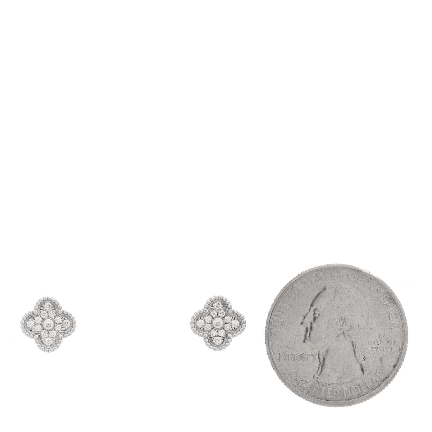 18K White Gold Diamond Sweet Alhambra Earrings