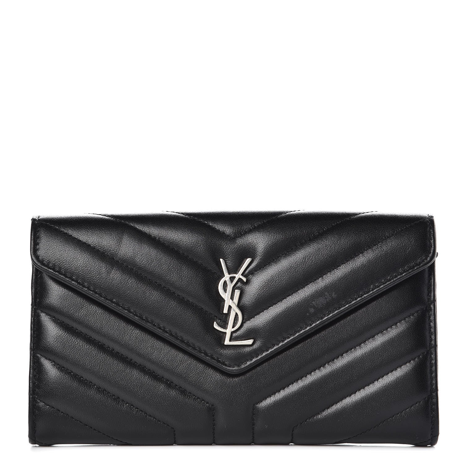 Saint Laurent Lambskin Y Quilted Monogram Large Loulou Flap Wallet Black 1 of 8