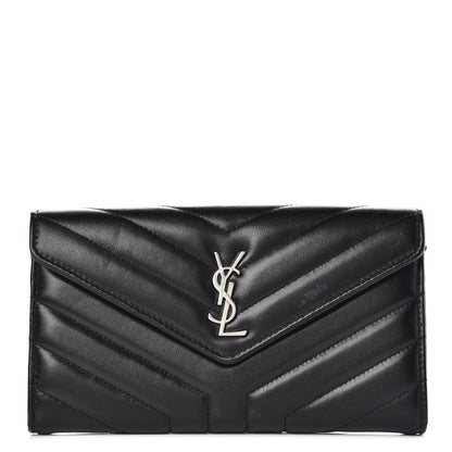 Saint Laurent Lambskin Y Quilted Monogram Large Loulou Flap Wallet Black 1 of 8