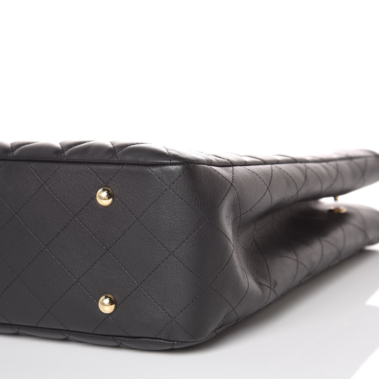Calfskin Quilted Large CC Shopping Tote Black
