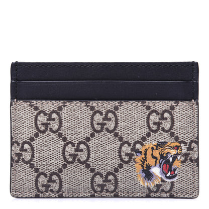 Gucci GG Supreme Monogram Tiger Print Card Holder Black 1 of 9