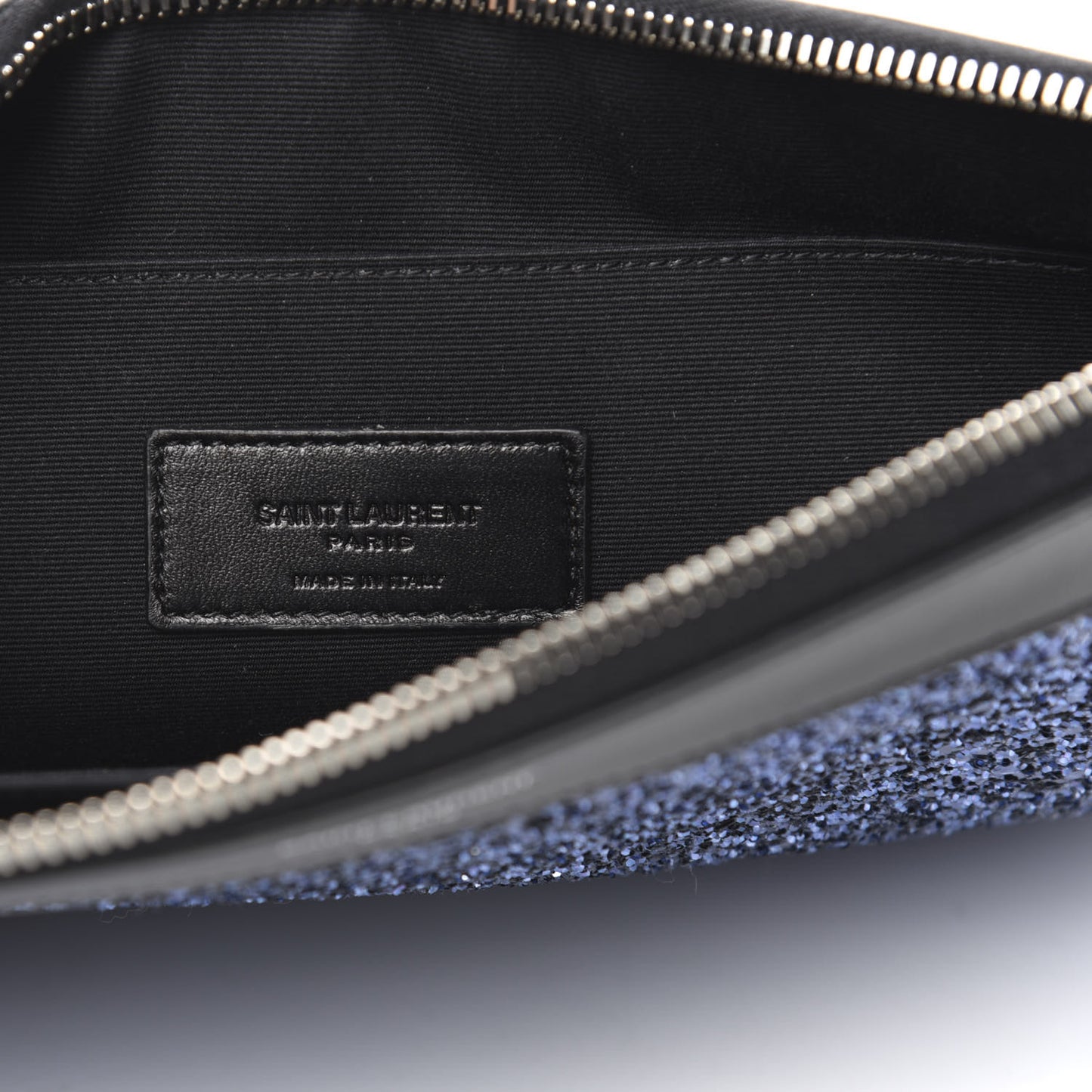 Calfskin Glitter Zipped Tablet Pouch Blue