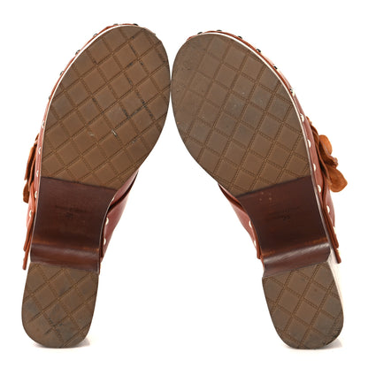 Chanel Calfskin Camellia Clogs 36 Brown 6 of 11