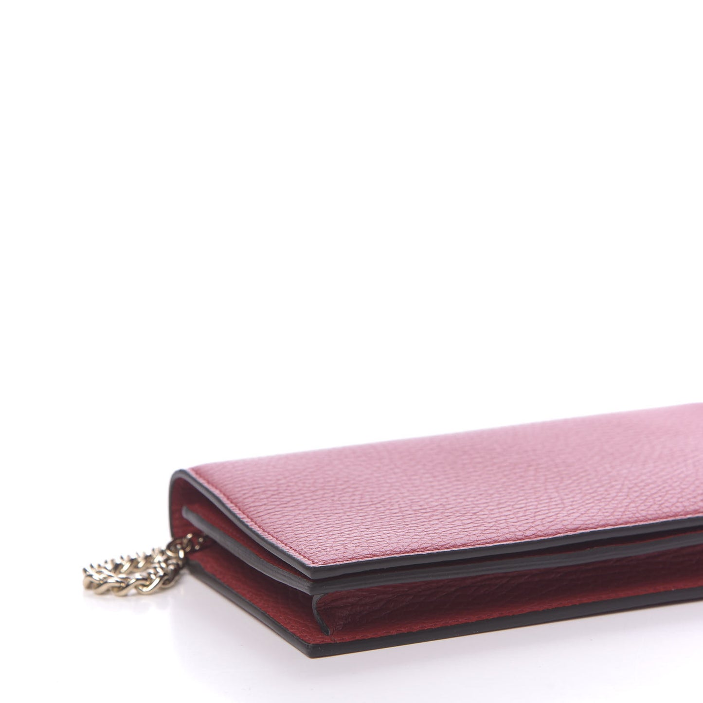 Dollar Calfskin Medium Betty Chain Wallet Red