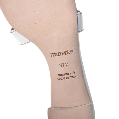 Hermes Calfskin Oasis Sandals 37.5 White Piqures Havane 6 of 9