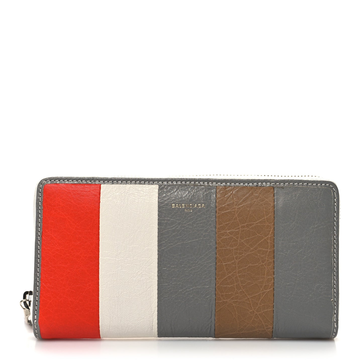 Veau Arena Multicolore Bazar Continental Zip Around Wallet Beige Orange Taupe